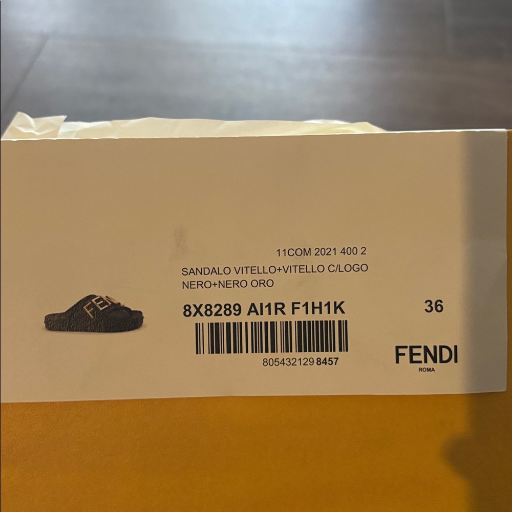 Authentic Fendi Black Slides with Gold Logo - Picture 8 of 8